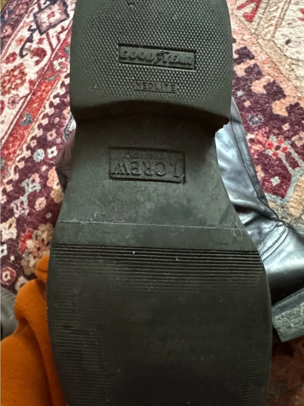 J. Crew Black Leather Vintage Campus Boots, made in Italy